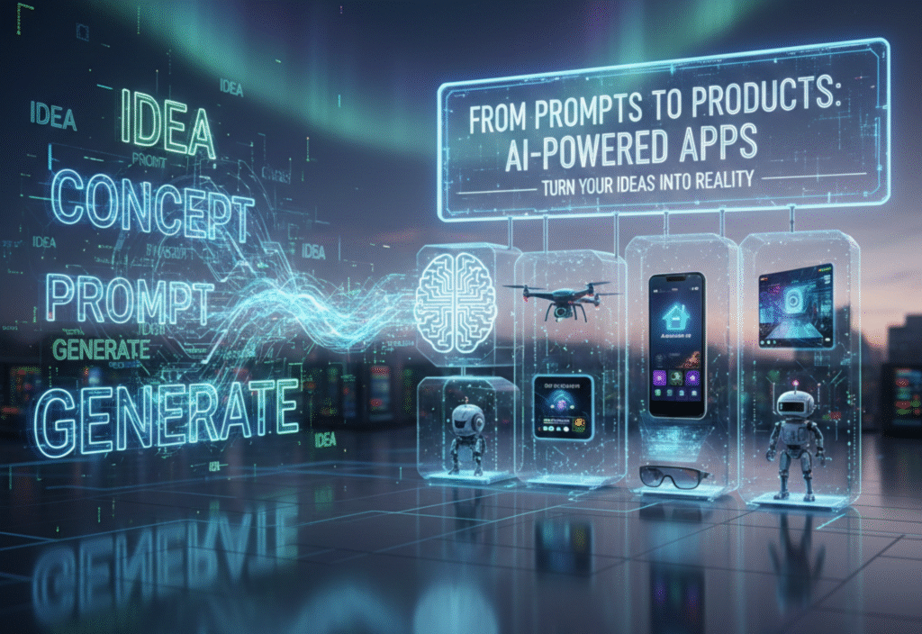 Screenshot of AI web app showing how to turn your ideas into AI-powered apps