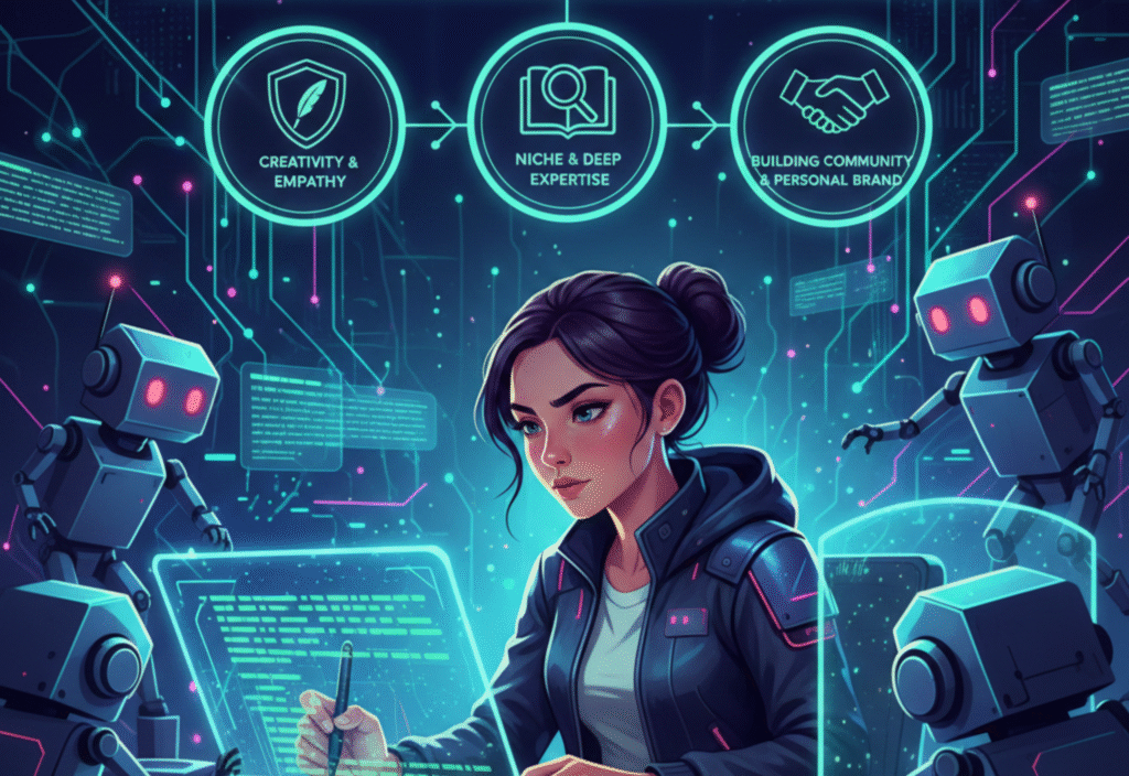 Writer using AI tools to enhance creativity and improve writing skills