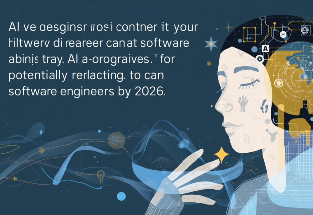 AI replacing software engineers concept showing robot and human collaboration