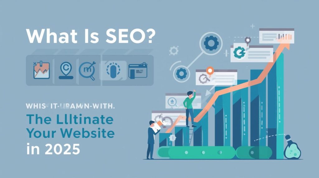 What Is SEO? The Ultimate Guide to Ranking Your Website in 2025 Search engine optimization concept showing SEO ranking on Google for websites in 2025