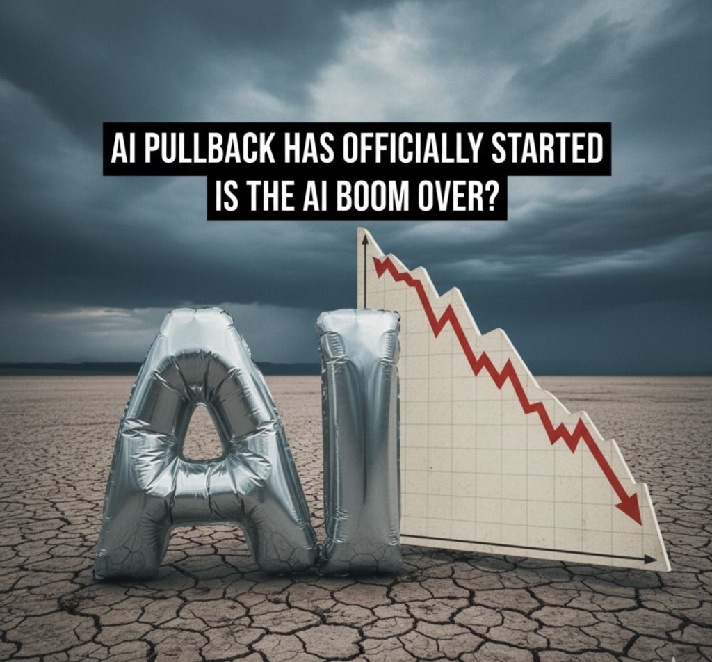 “AI Pullback Has Officially Started — Is the AI Boom Over? AI pullback 2025 showing decline in AI stocks and market correction trends