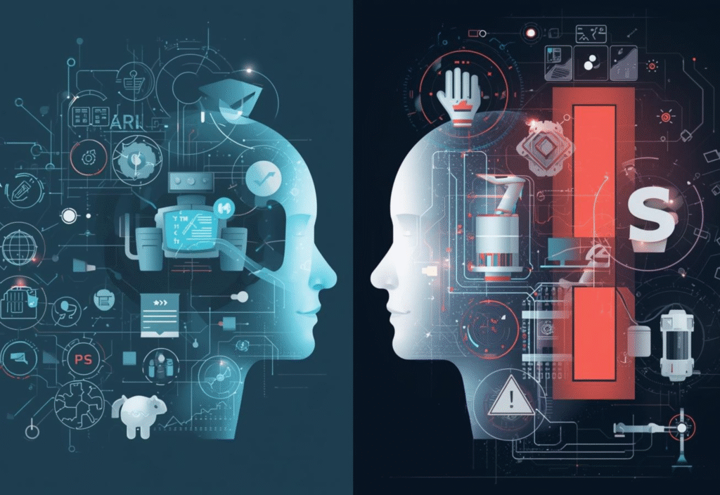 A simple visual showing how automation and AI agents work differently.