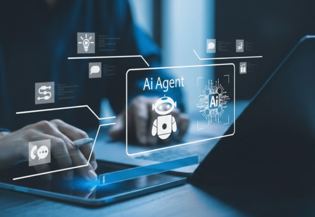 AI Agents: Complete Course – Learn Types, Applications & Tools AI agents concept showing autonomous systems interacting with environment