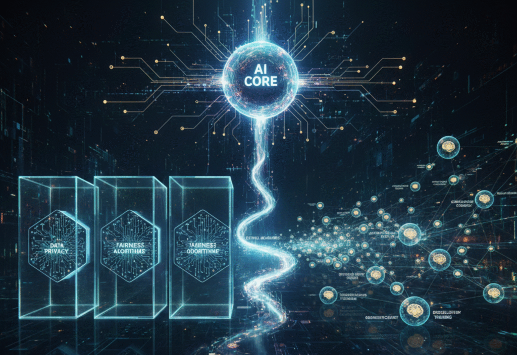 Diagram illustrating compartmentalization and decentralization in ethical AI development