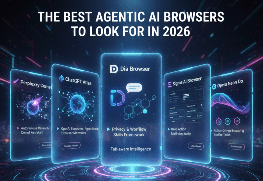 Agentic AI Browsers 2026 showing autonomous AI-powered web browsing experience