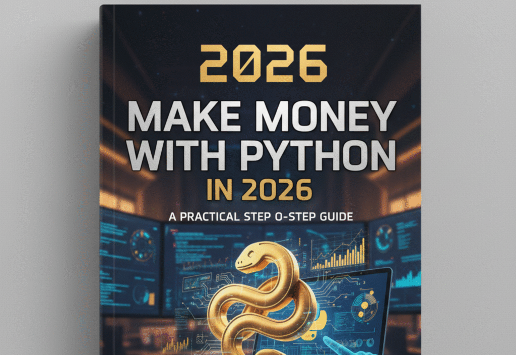 Make Money with Python in 2026: A Practical Step-by-Step Guide Laptop displaying Python code with AI and money icons, representing ways to make money with Python in 2026.