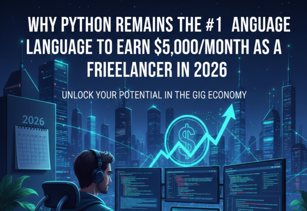 Why Python Remains the #1 Language to Earn $5,000/Month as a Freelancer in 2026 Python freelance income growth showing how freelancers earn $5,000 per month in 2026