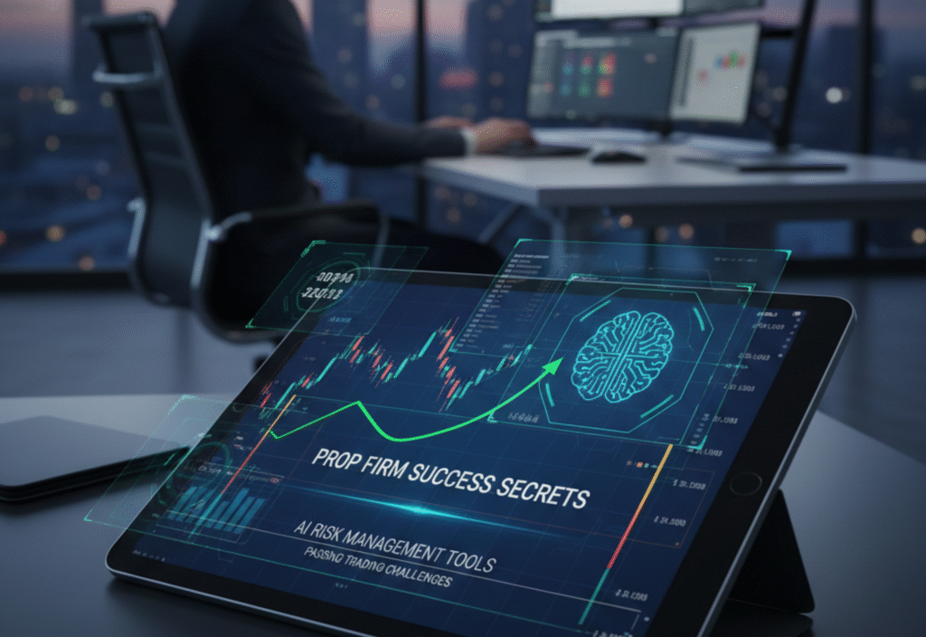 Prop Firm Success Secrets: Passing Trading Challenges with AI Risk Management Tools Prop firm AI risk management software helping a trader control risk and pass trading challenges