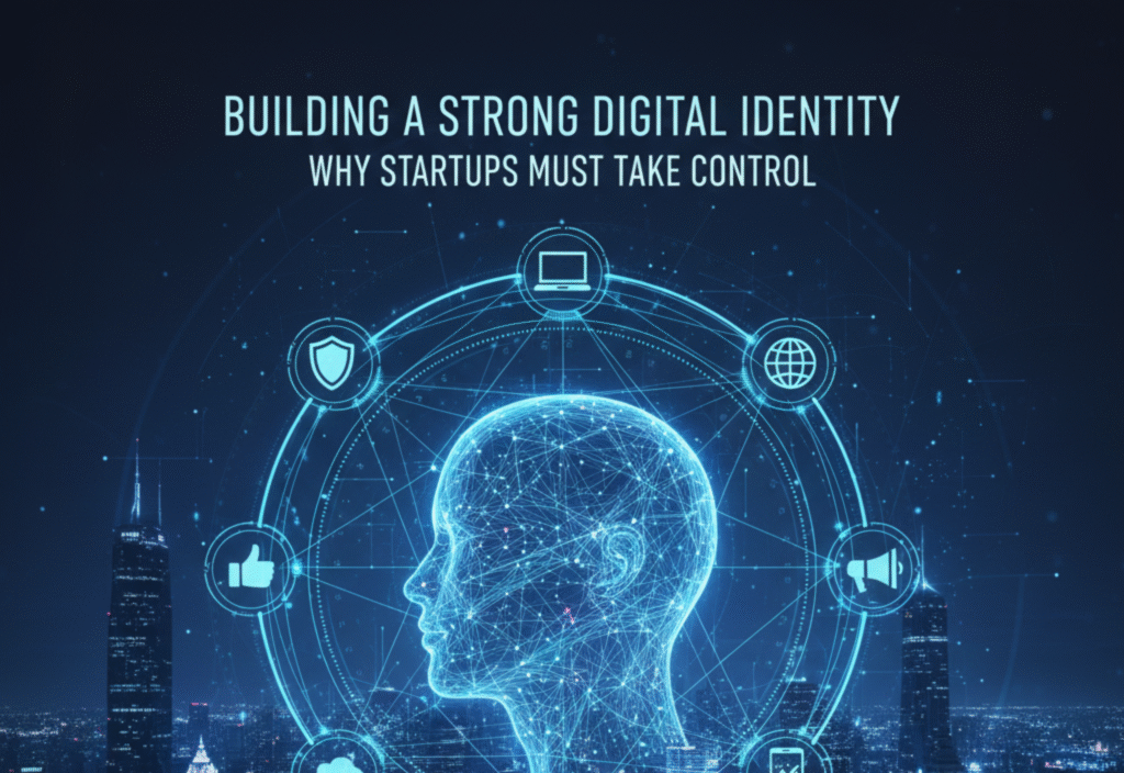 Digital identity for startups in 2026 showing consistent branding across websites and online platforms