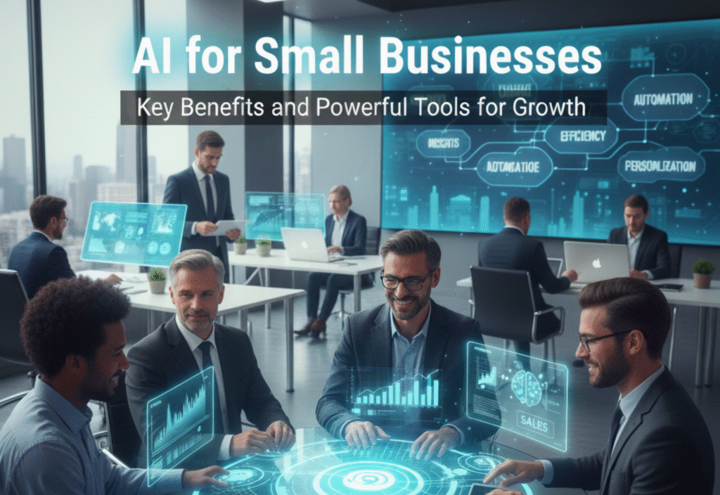 AI for Small Businesses: Key Benefits and Powerful Tools for Growth AI for small businesses using automation and smart tools to improve growth and efficiency