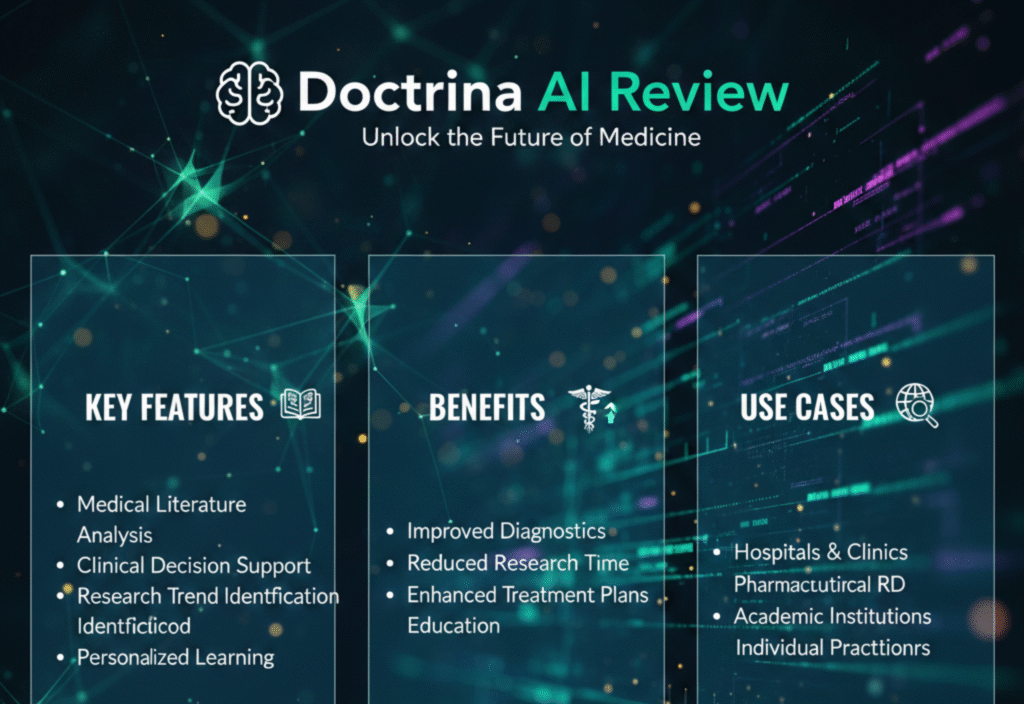 Screenshot of Doctrina AI platform dashboard showing key features and analytics
