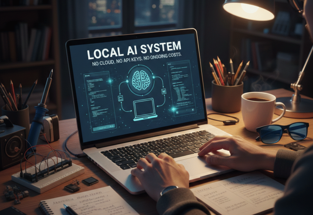 Local AI system on laptop running text, image, and speech AI offline