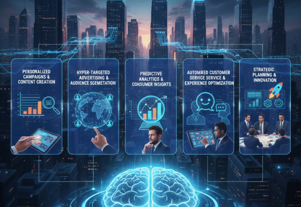 Gen AI and human collaboration in marketing driving personalized campaigns, content creation, predictive analytics, and customer engagement in 2026.