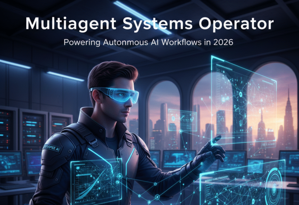 Multiagent systems operator managing autonomous AI workflows in a modern business environment