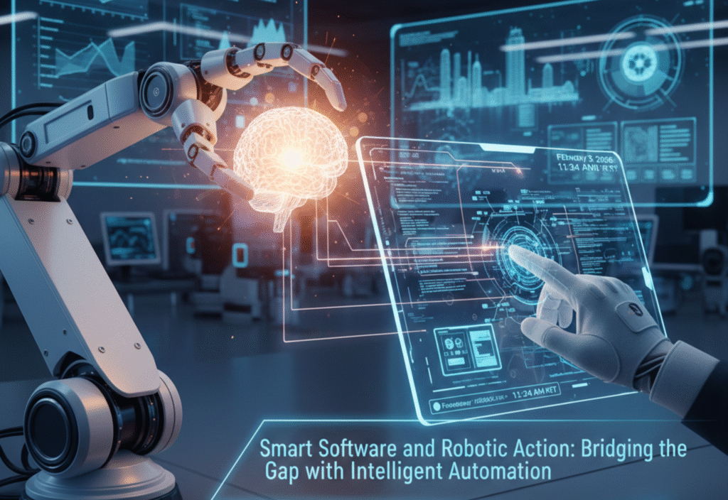 Smart software guiding robotic action through intelligent automation in a modern industrial environment