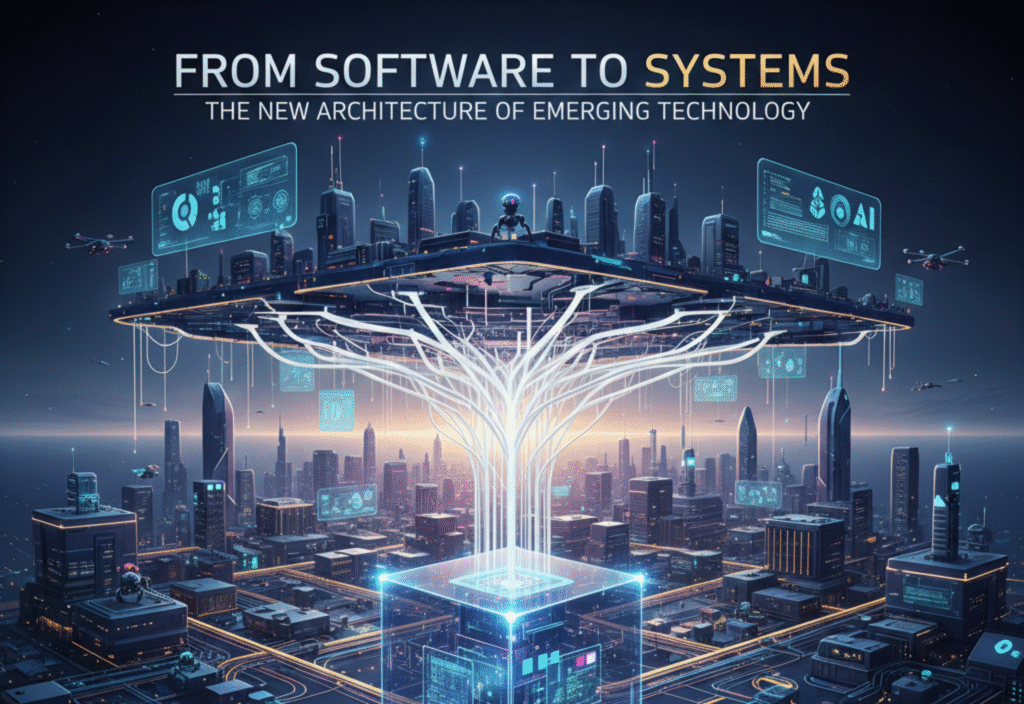 Emerging technology architecture showing the transition from standalone software to integrated digital systems