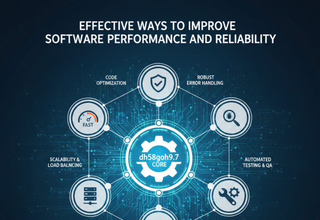 dh58goh9.7 software performance and reliability concept showing optimization, testing, and stable operation