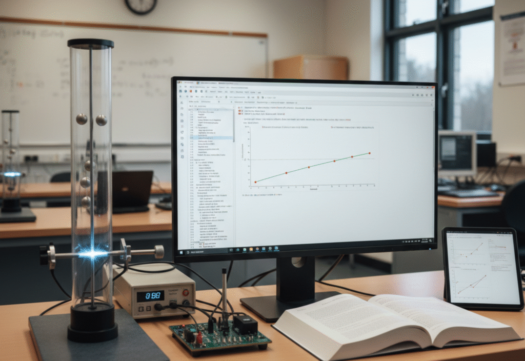 Charged rod electric field simulation in Python showing step-by-step physics calculations and field visualization