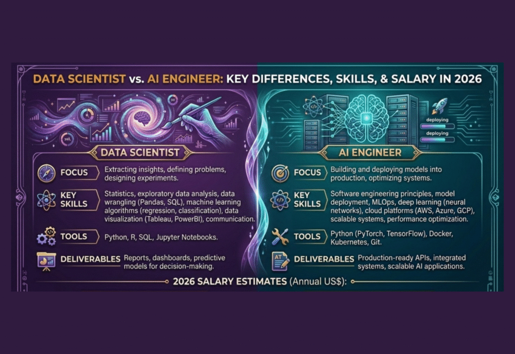 Data Scientist vs AI Engineer 2026 – Roles, Skills, Salary, and Career Comparison