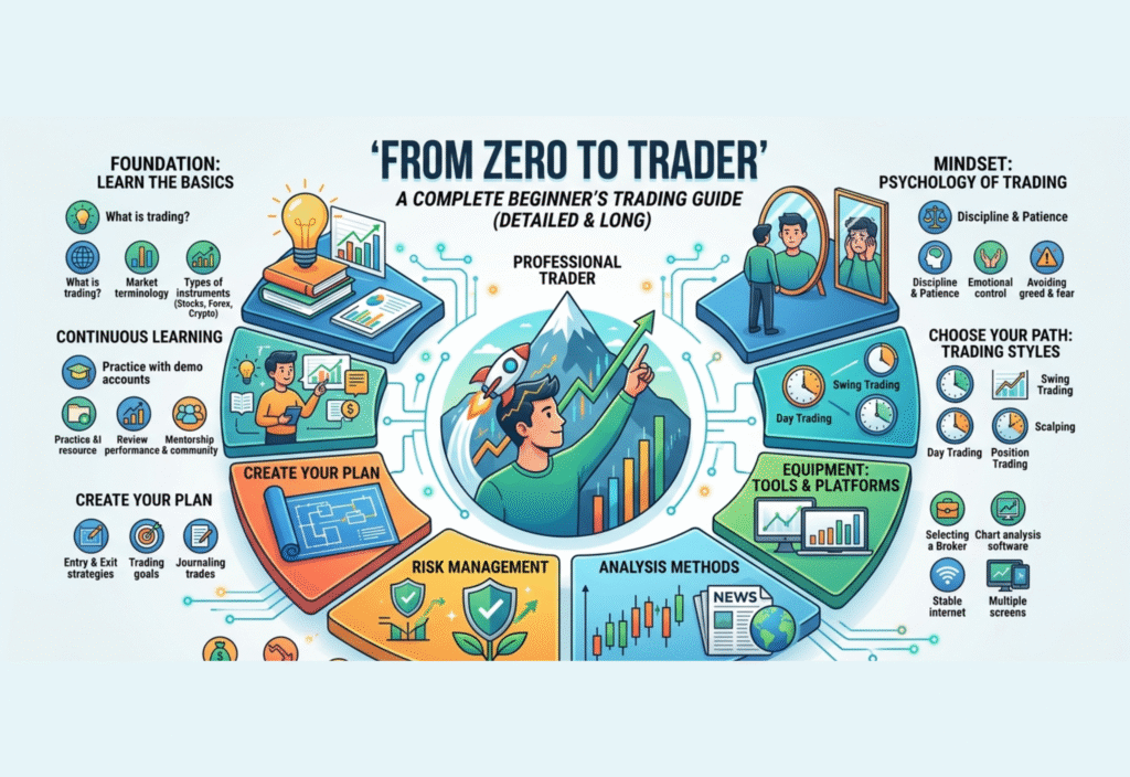 Beginner trading chart showing candlestick patterns on a financial graph