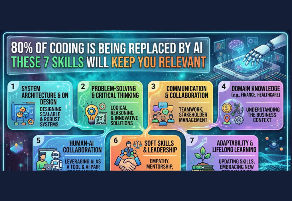 80% of Coding Is Being Replaced by AI — These 7 Skills Will Keep You Relevant AI Replacing Coding: Future of Developers and Skills