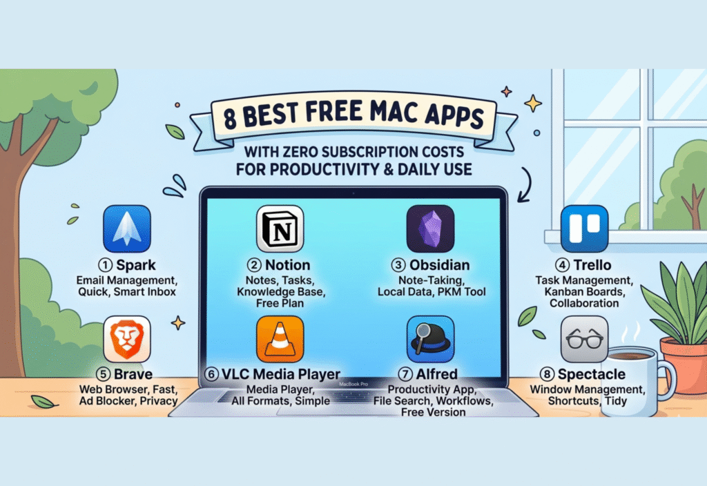 Best free Mac apps with no subscription for productivity and daily use on Mac