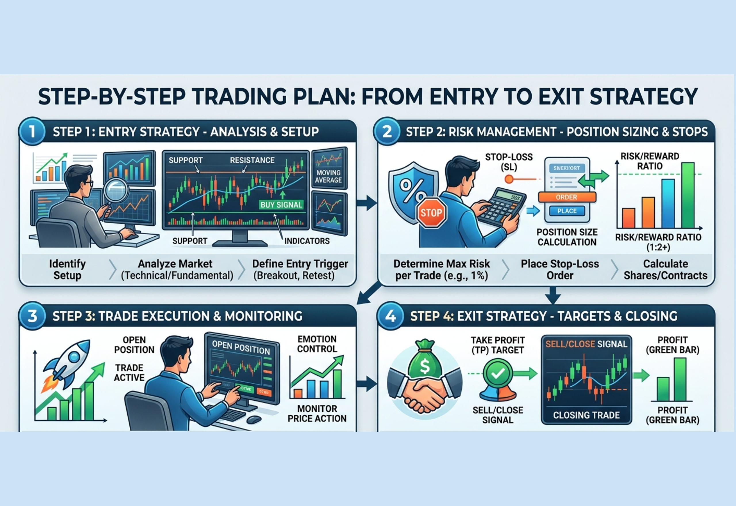 trading plan step by step entry and exit strategy diagram