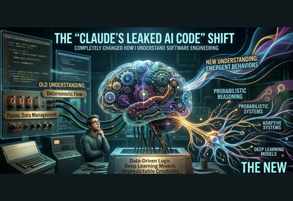 Claude AI software engineering concept showing AI-generated code and development workflow
