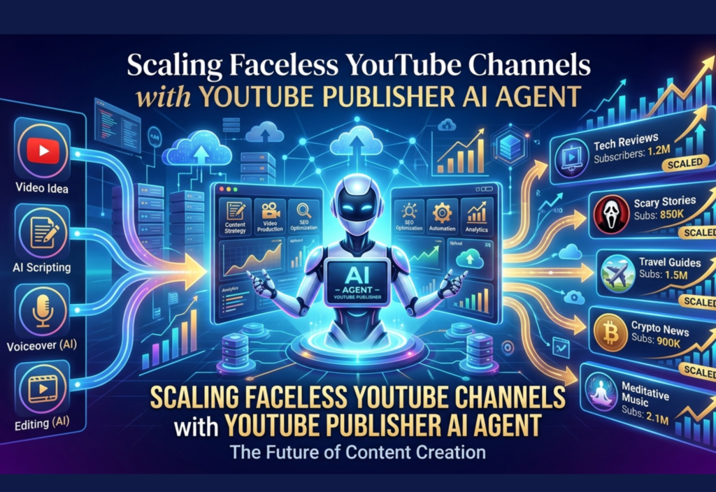 Faceless YouTube AI automating content creation and scaling YouTube channels