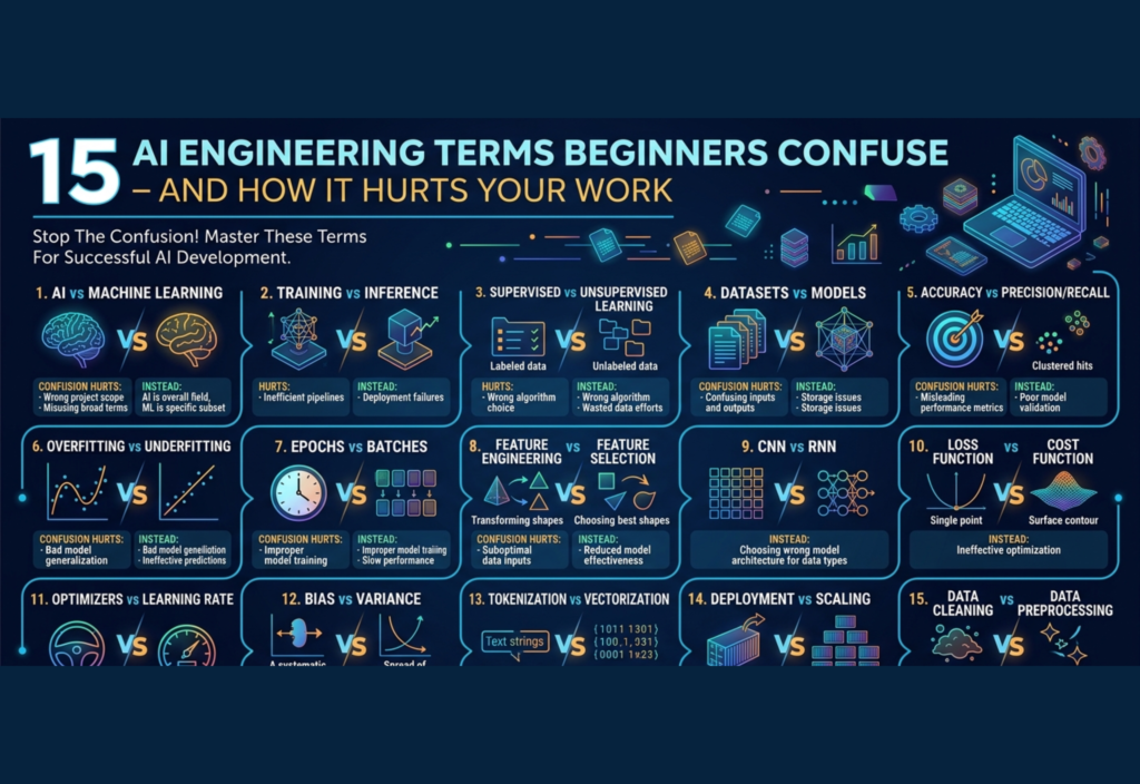 AI engineering terms confusion explained with common beginner mistakes in machine learning and AI concepts
