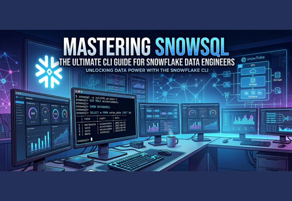 SnowSQL CLI guide for Snowflake data engineers showing command line workflow