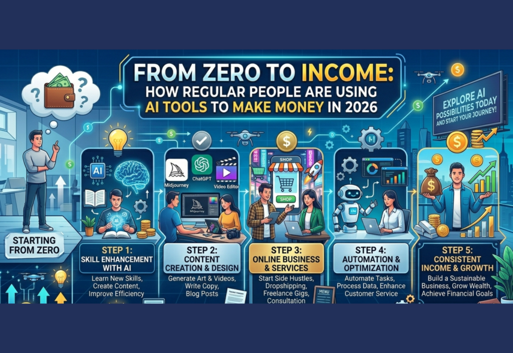 People earning money online using AI tools in 2026