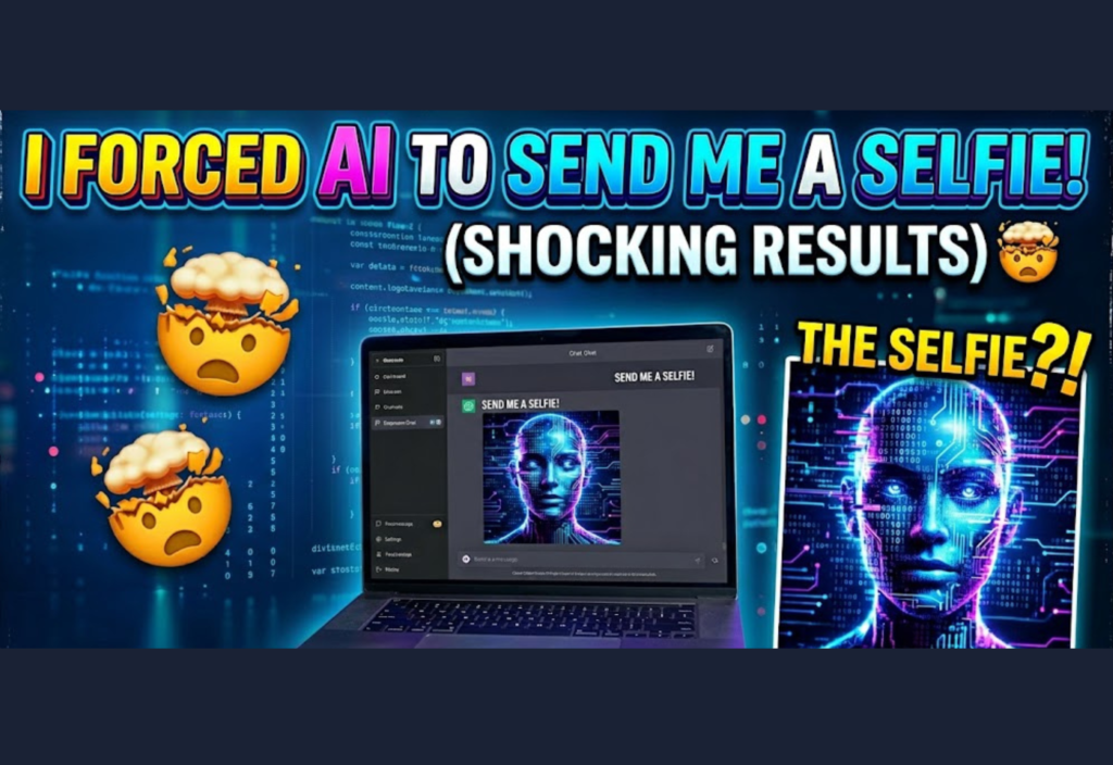 I Forced AI to Send Me a Selfie! 🤯 (Shocking Results) AI Selfie Experiment showing a futuristic artificial intelligence portrait